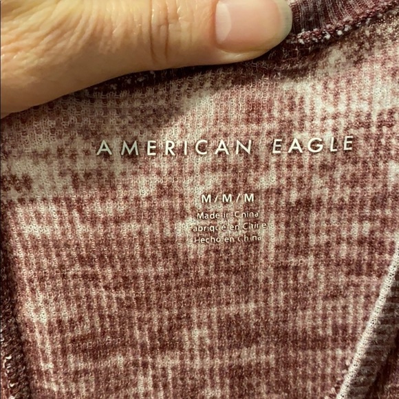 AEO Oversized Distressed Waffle Knit Henley - Picture 6 of 11